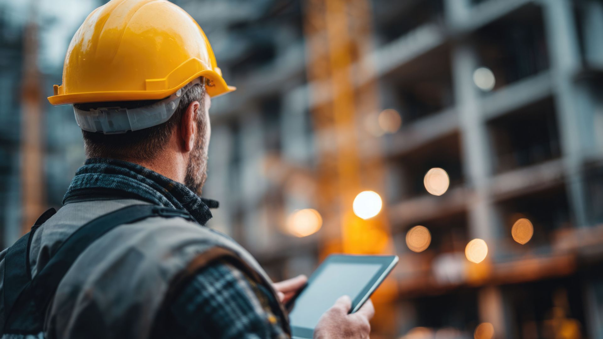 Man in hard has driving site build